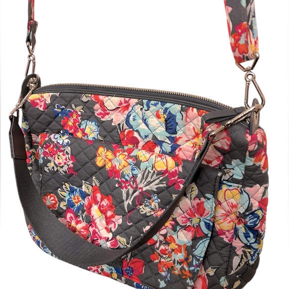 Vera Bradley Pretty Posies Quilted Carson Shoulder Crossbody Bag With 2 Straps - Picture 8 of 14